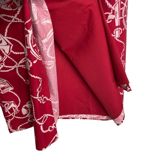 Talbots vintage Dk. red,nautical,100% breathable cotton, lined,wrap skirt SZ-12 - Picture 5 of 10